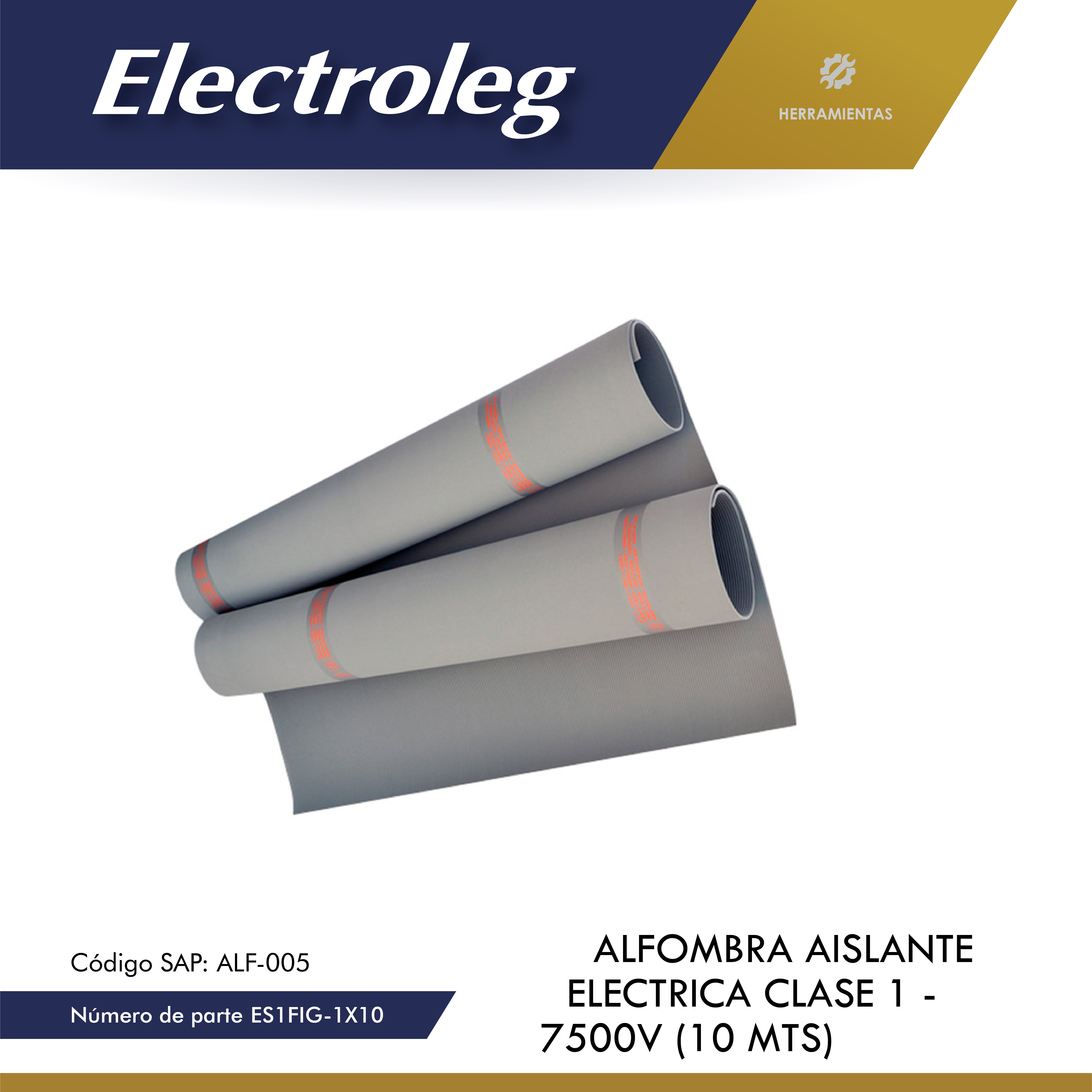 ALFOMBRA AISLANTE ELECTRICA CLASE 1 - 7500V (10 MTS) ES1FIG-1X10